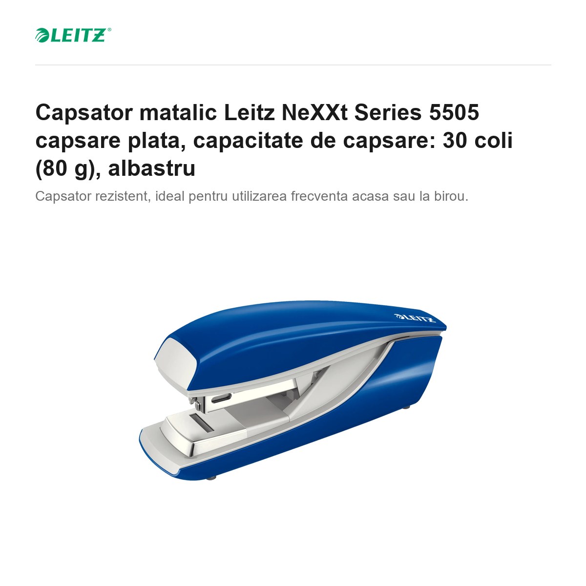 Capsator matalic Leitz NeXXt Series 5505 capsare plata, capacitate de capsare: 30 coli (80 g), albastru [2]