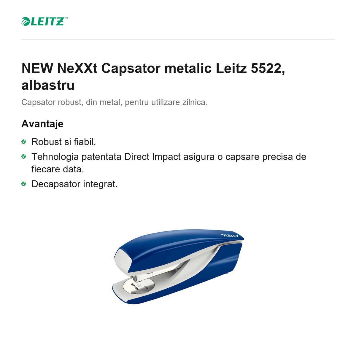 NEW NeXXt Capsator metalic Leitz 5522, albastru [2]
