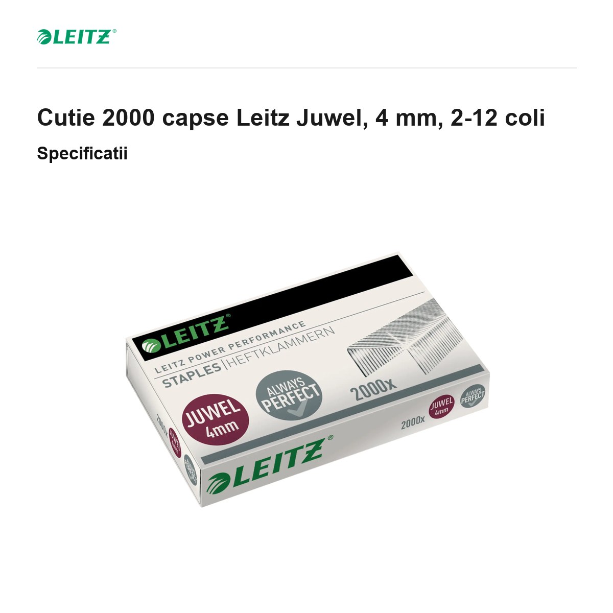 Cutie 2000 capse Leitz Juwel, 4 mm, 2-12 coli [3]