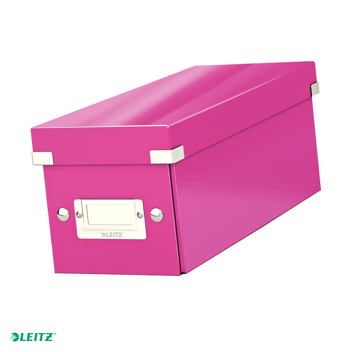 Cutii depozitare - Cutie depozitare Leitz WOW Click & Store, carton laminat, pliabila, cu capac, 14x13x35 cm, pentru arhivare, roz