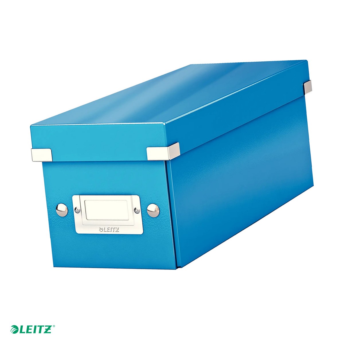 Cutii depozitare - Cutie depozitare Leitz WOW Click & Store, carton laminat, pliabila, cu capac, 14x13x35 cm, pentru arhivare, albastru
