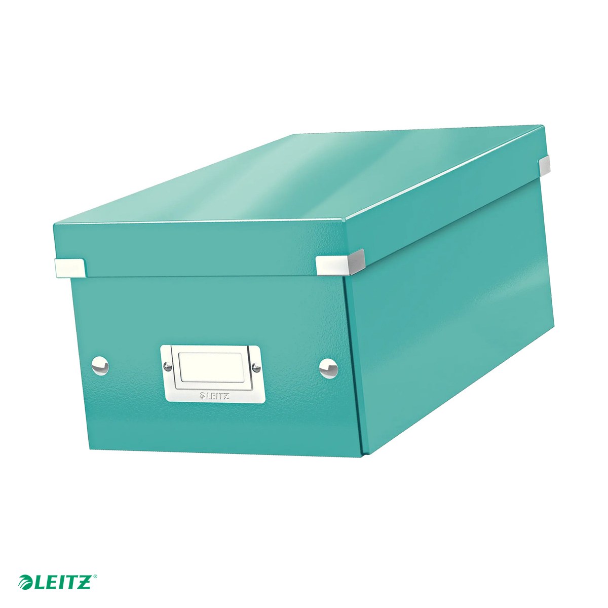Cutii depozitare - Cutie depozitare Leitz WOW Click & Store, carton laminat, pliabila, cu capac, 20x14x35 cm, pentru arhivare, turcoaz