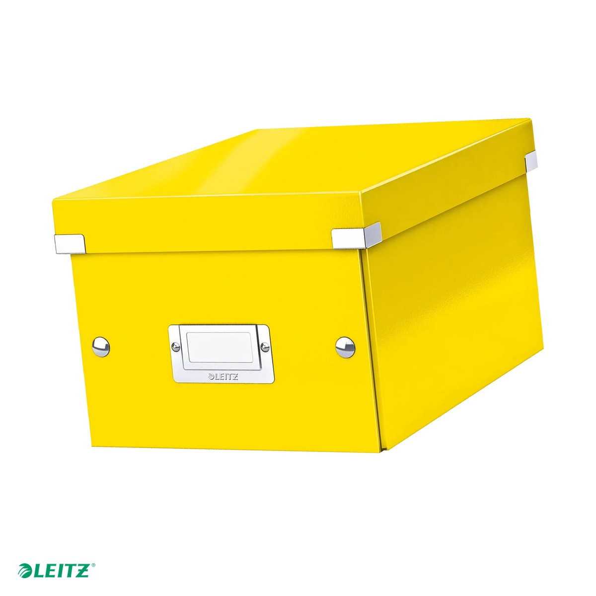 Cutii depozitare - Cutie depozitare Leitz WOW Click & Store, carton laminat, pliabila, cu capac, 22x16x28 cm, pentru transport, galben