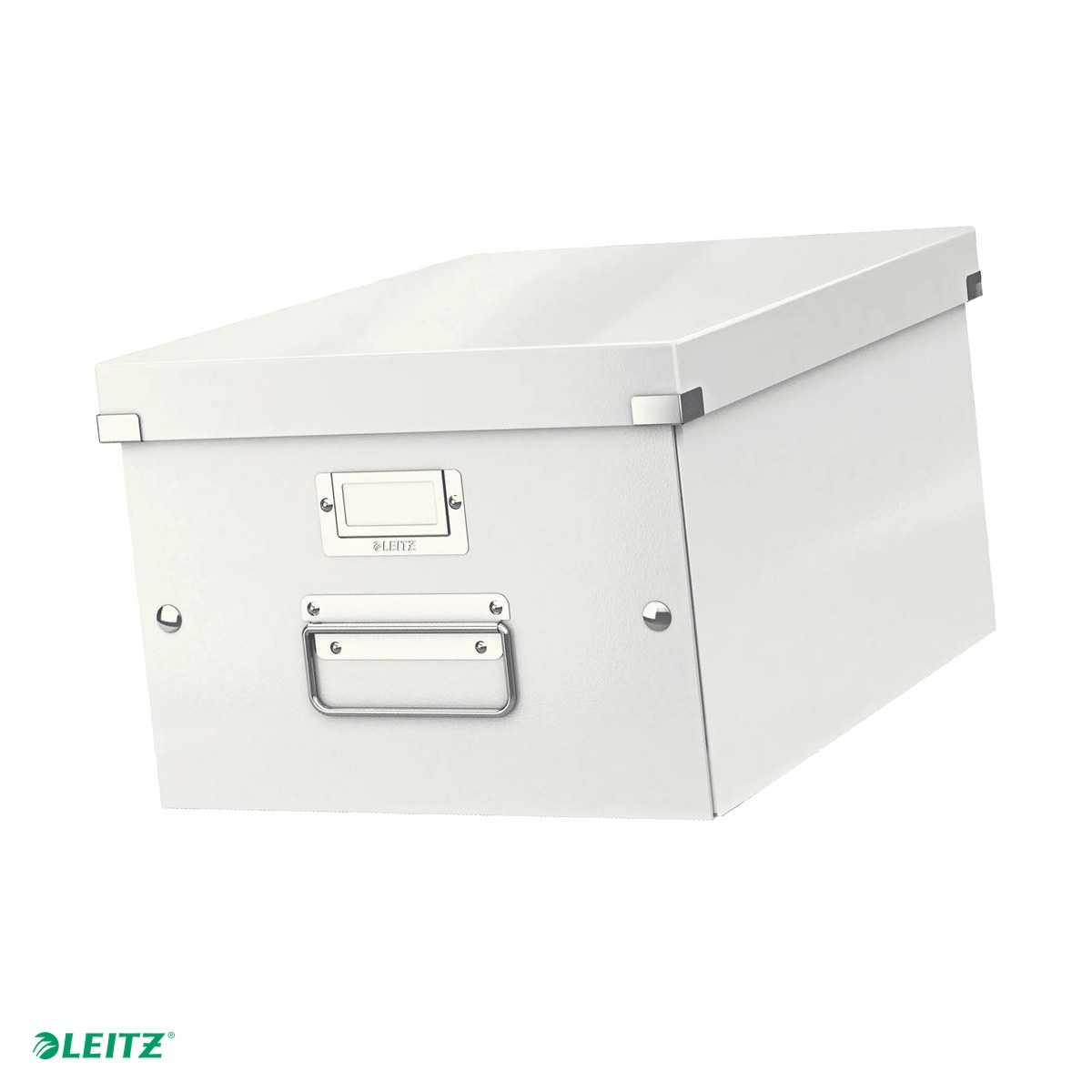 Cutii depozitare - Cutie depozitare Leitz WOW Click & Store, carton laminat, pliabila, cu capac si maner, 28x20x37 cm, pentru transport, alb