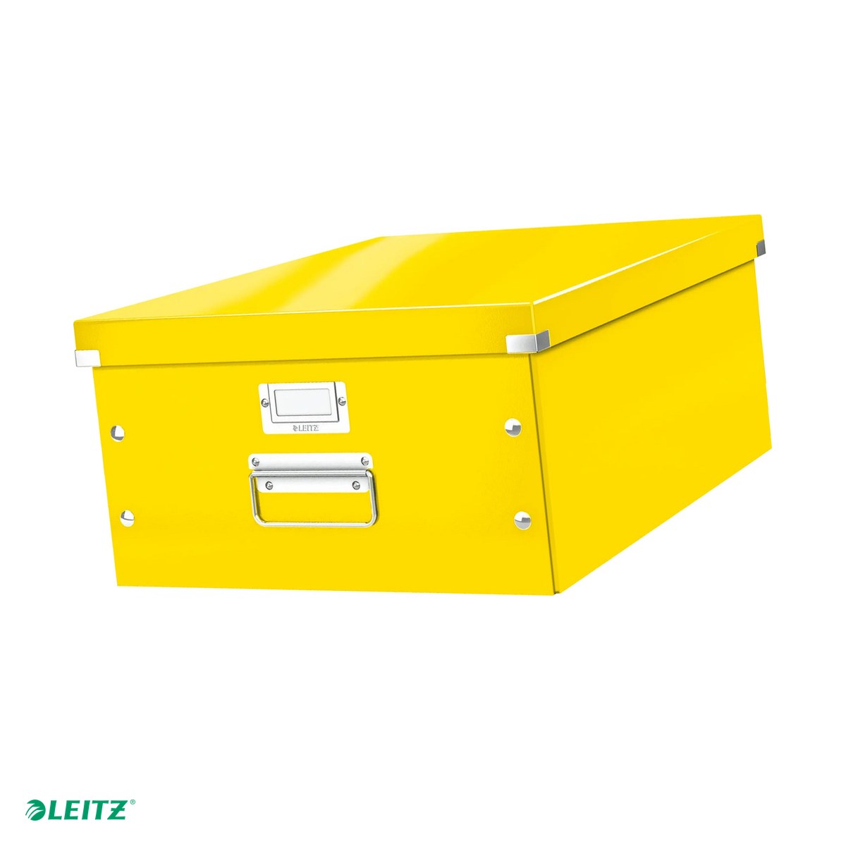 Cutii depozitare - Cutie depozitare Leitz WOW Click & Store, carton laminat, pliabila, cu capac si maner, 36x20x48 cm, pentru transport, galben