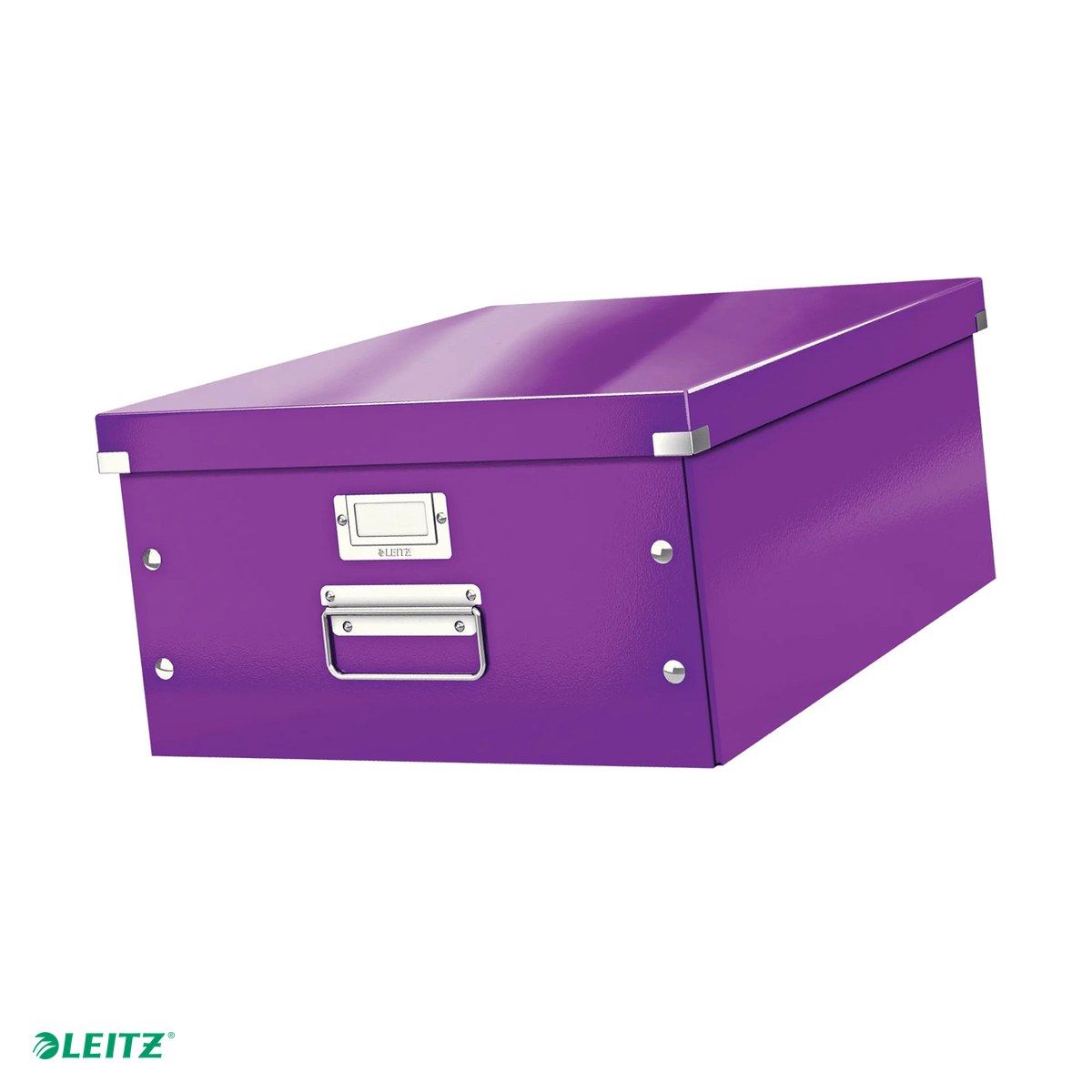 Cutii depozitare - Cutie depozitare Leitz WOW Click & Store, carton laminat, pliabila, cu capac si maner, 36x20x48 cm, pentru transport, mov