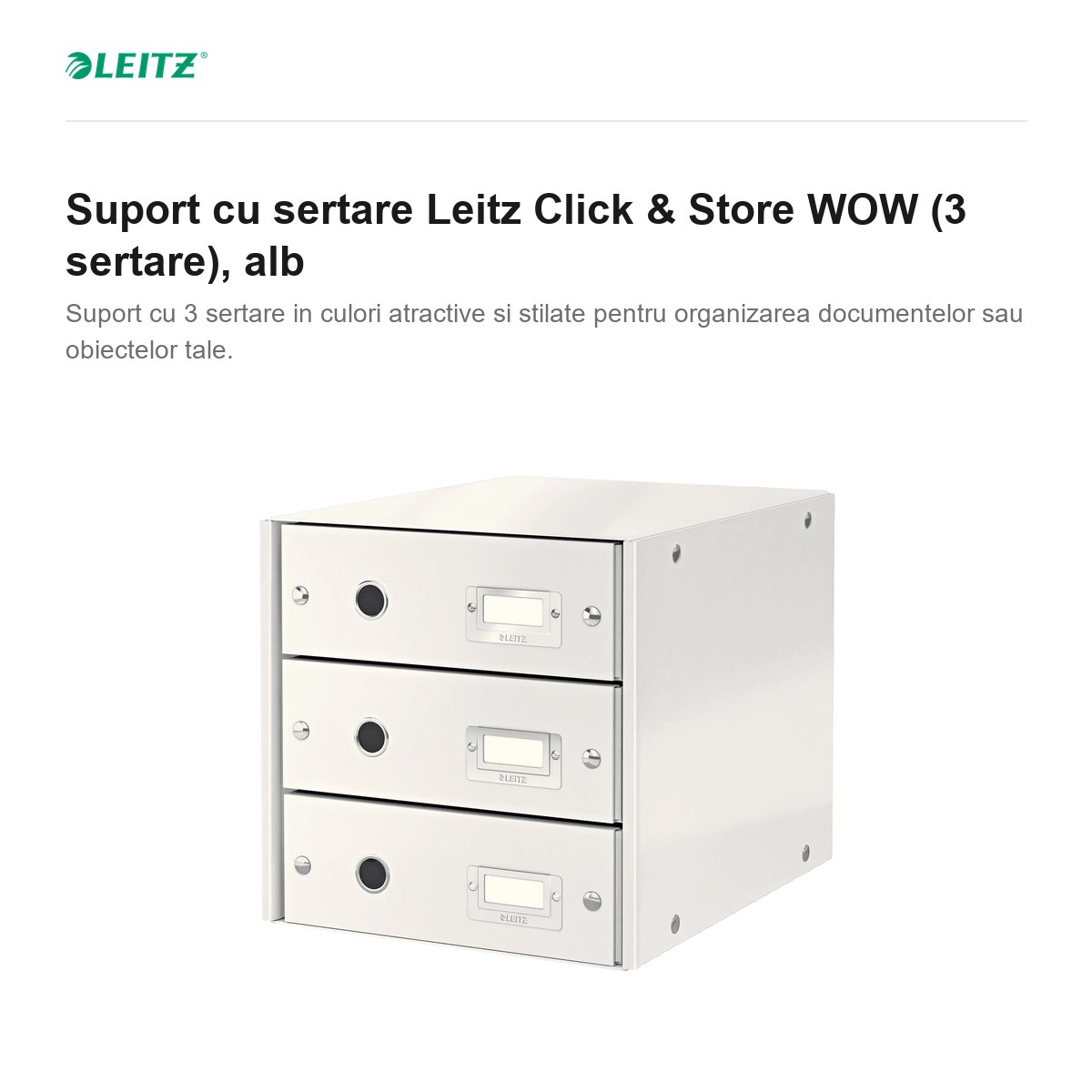 Suport cu sertare Leitz Click & Store WOW (3 sertare), alb [2]