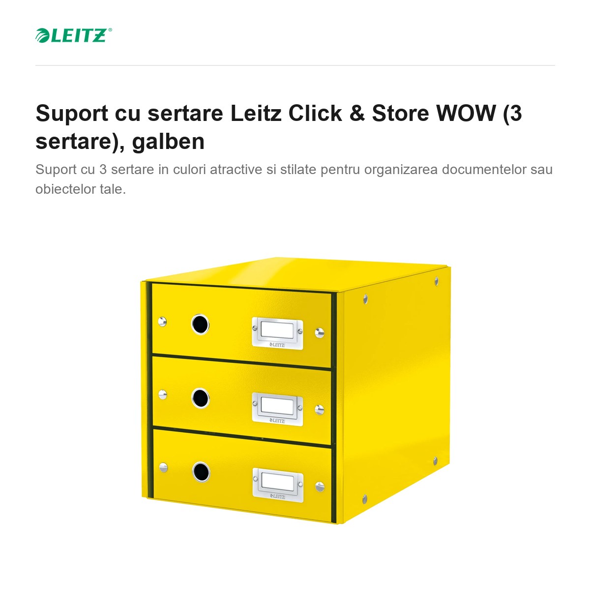Suport cu sertare Leitz Click & Store WOW (3 sertare), galben [2]