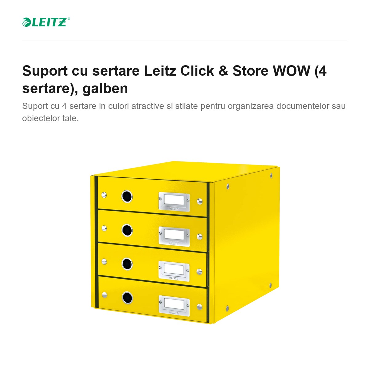 Suport cu sertare Leitz Click & Store WOW (4 sertare), galben [2]
