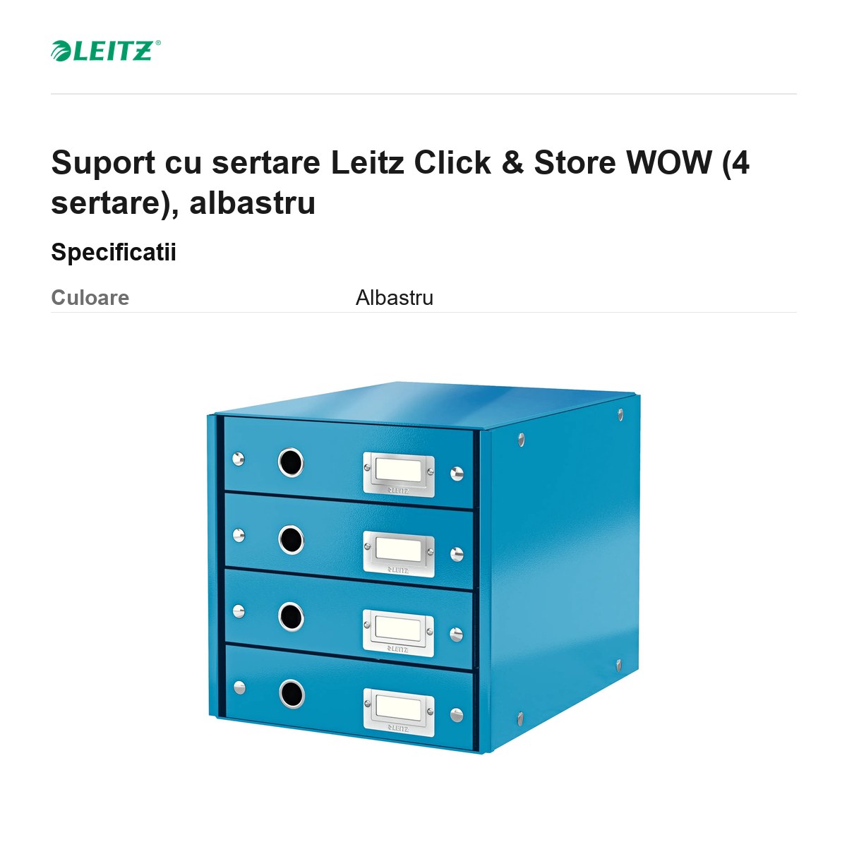 Suport cu sertare Leitz Click & Store WOW (4 sertare), albastru [3]