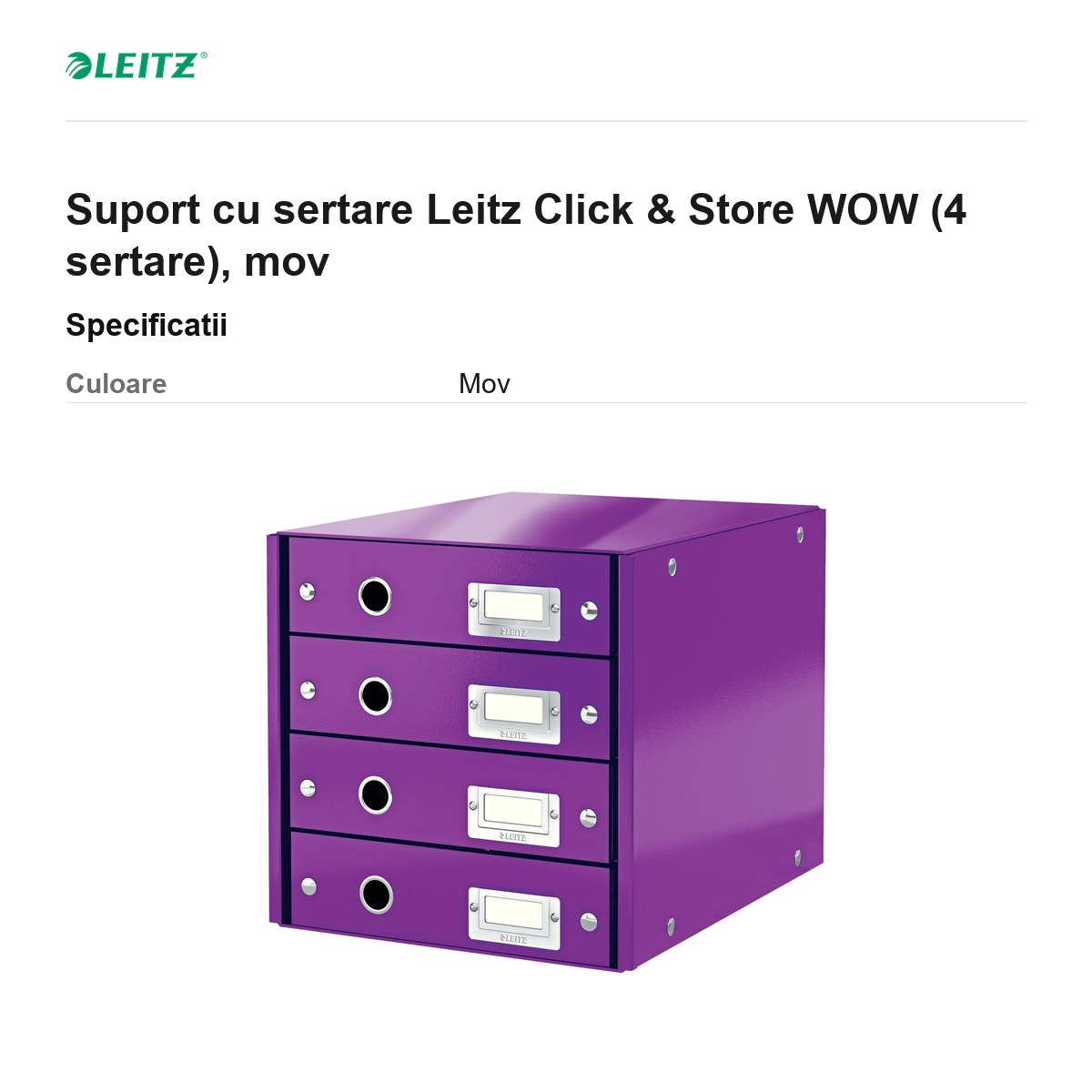 Suport cu sertare Leitz Click & Store WOW (4 sertare), mov [3]