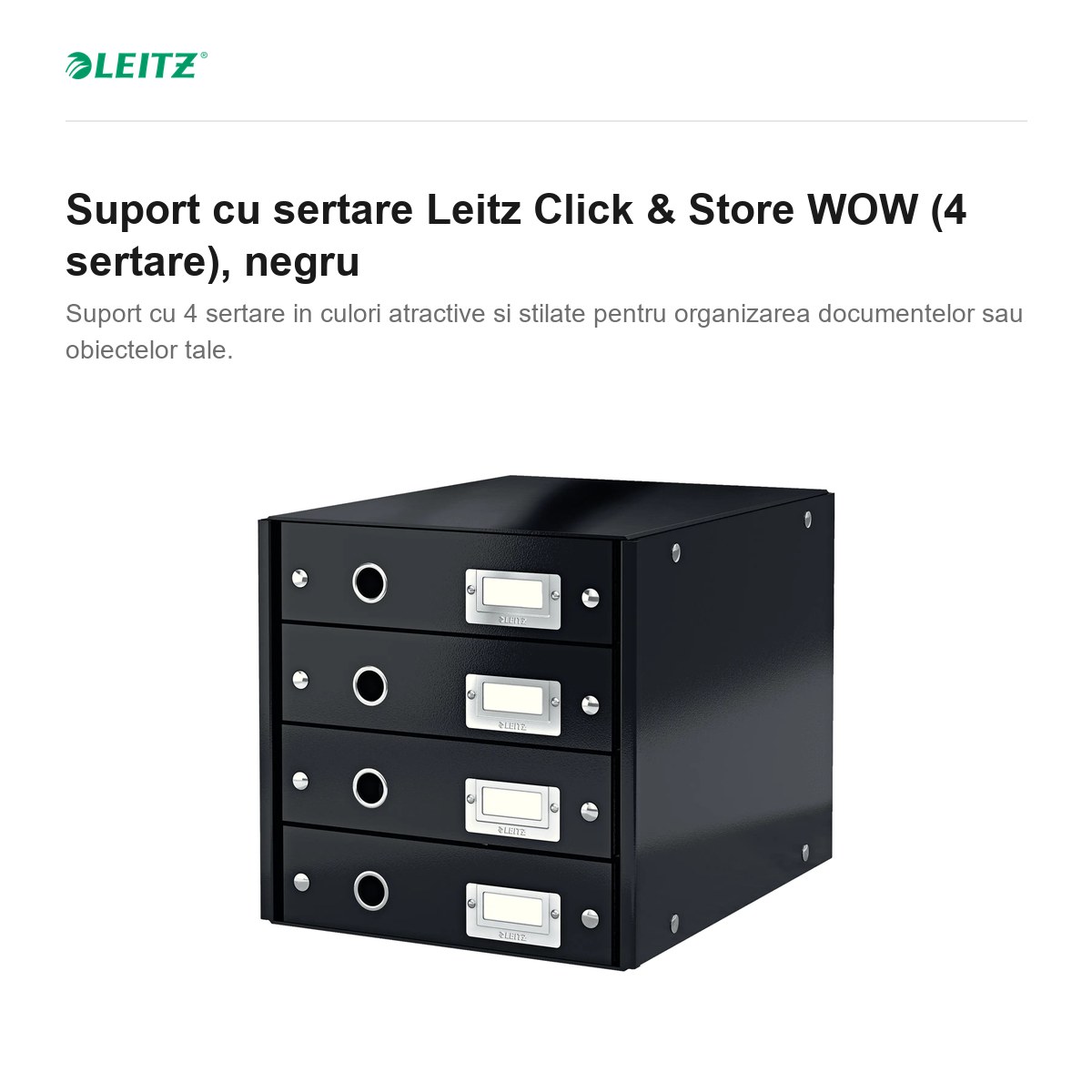 Suport cu sertare Leitz Click & Store WOW (4 sertare), negru [2]