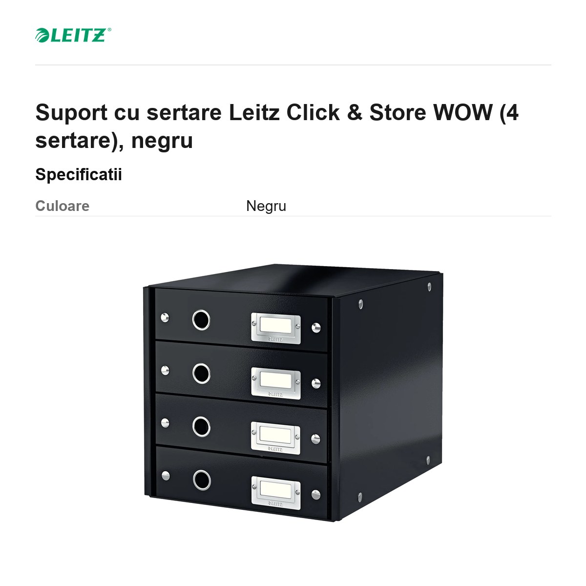 Suport cu sertare Leitz Click & Store WOW (4 sertare), negru [3]