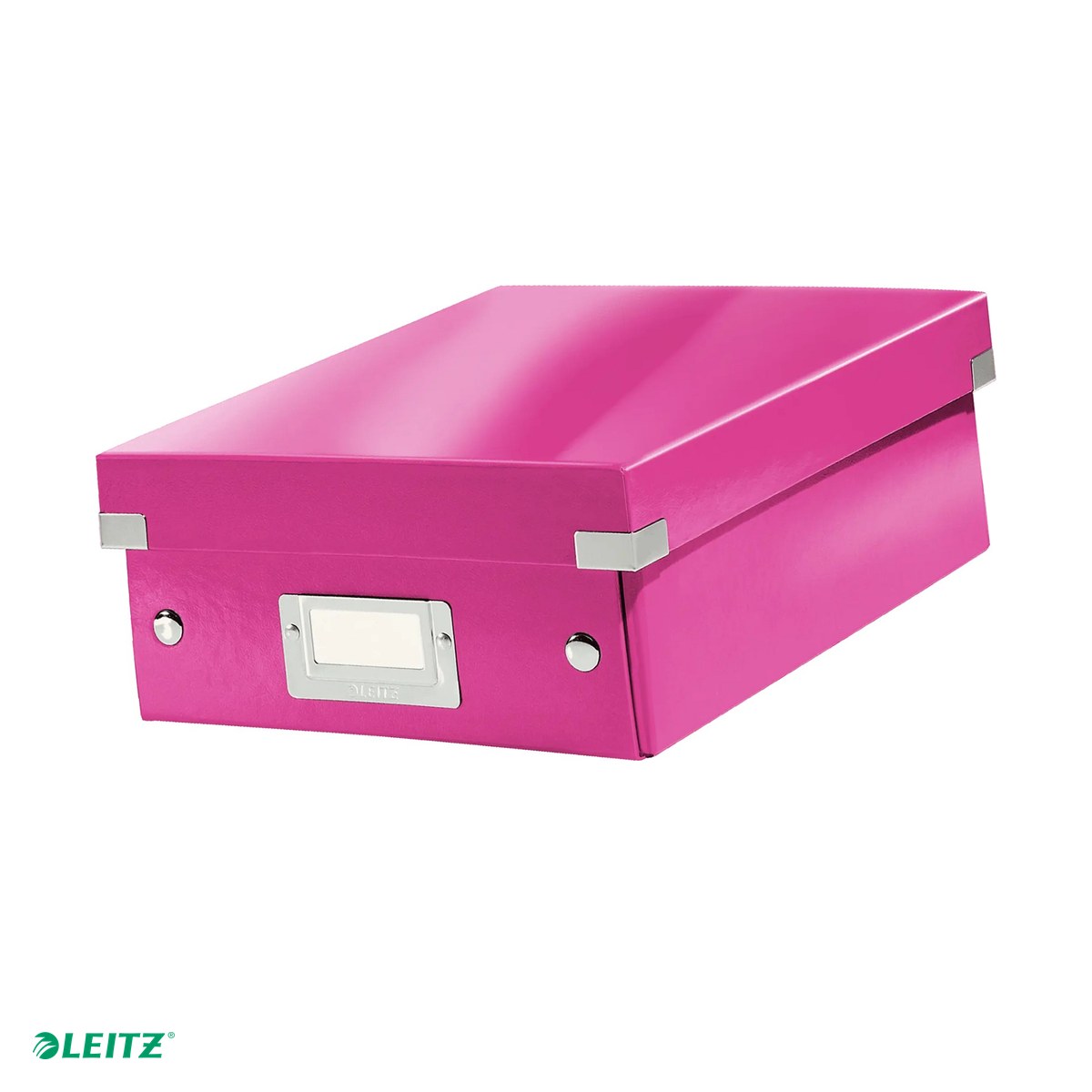 Cutii depozitare - Cutie depozitare Leitz WOW Click & Store Organizer, carton laminat, cu capac, 22x10x28 cm, roz