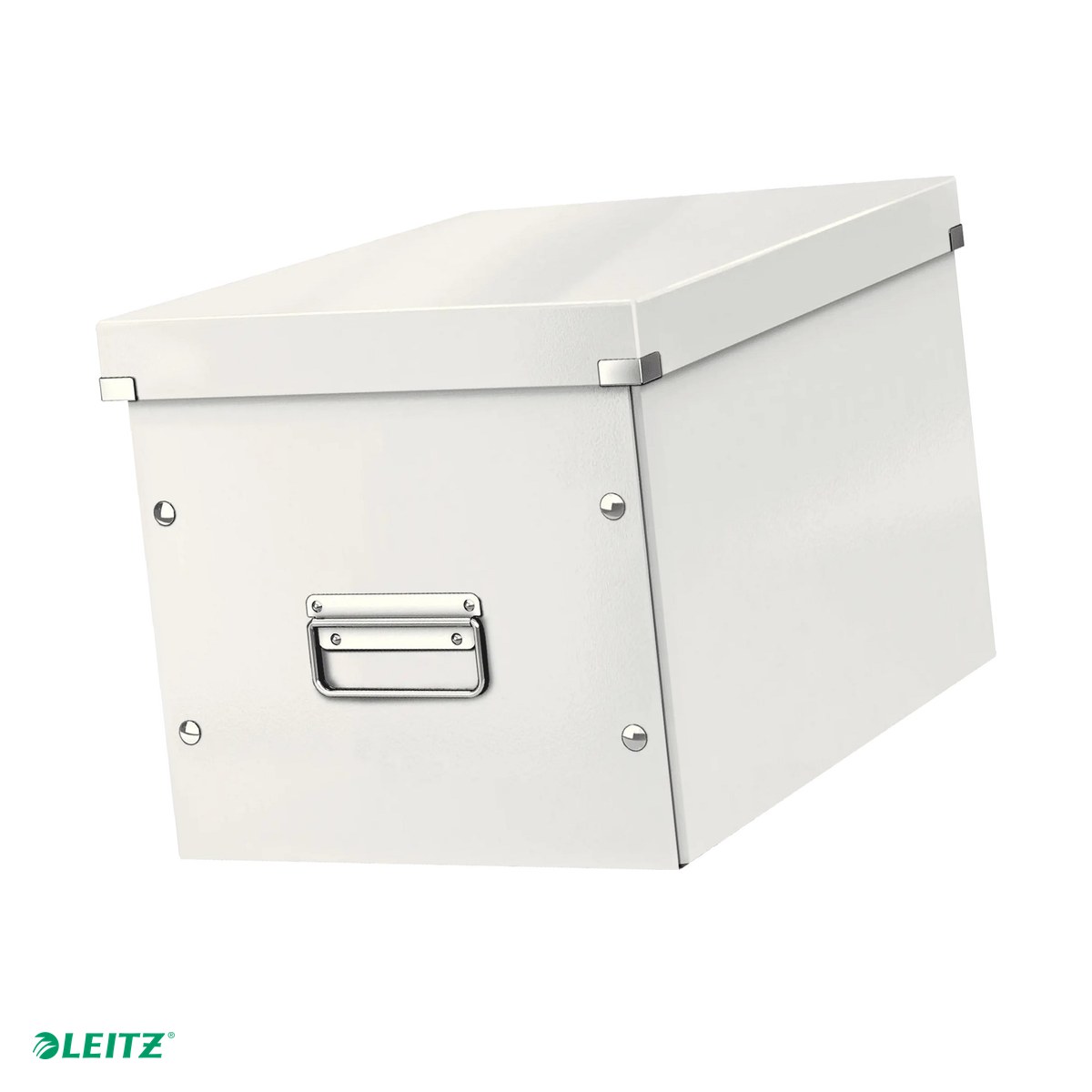 Cutii depozitare - Cutie depozitare Leitz WOW Click & Store, carton laminat, pliabila, cu capac si maner, 32x31x36 cm, pentru transport, alb