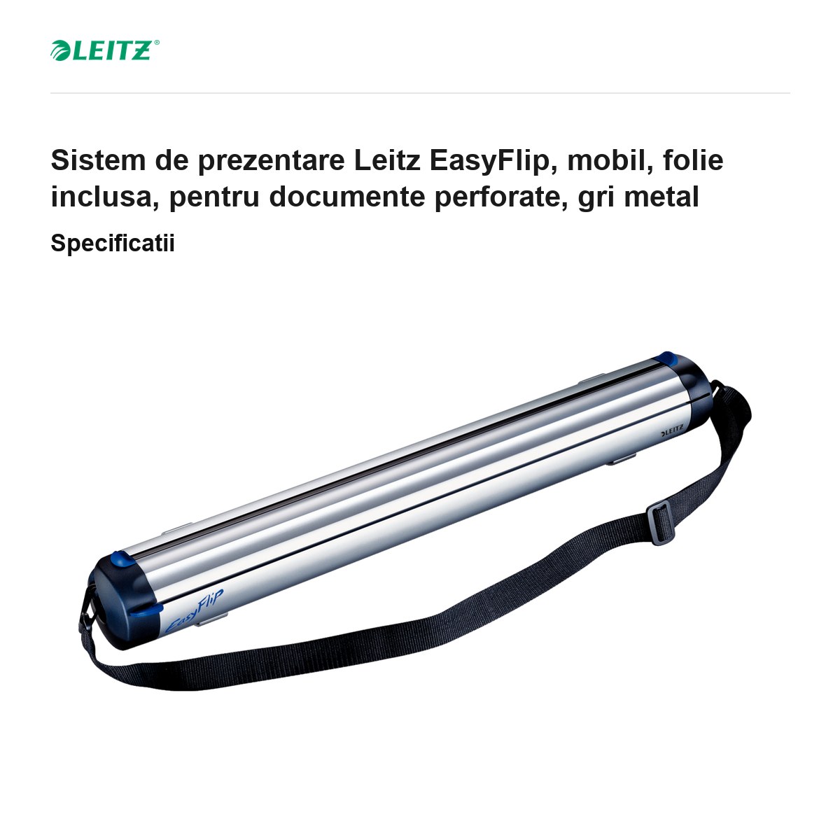 Sistem de prezentare Leitz EasyFlip, mobil, folie inclusa, pentru documente perforate, gri metal [3]