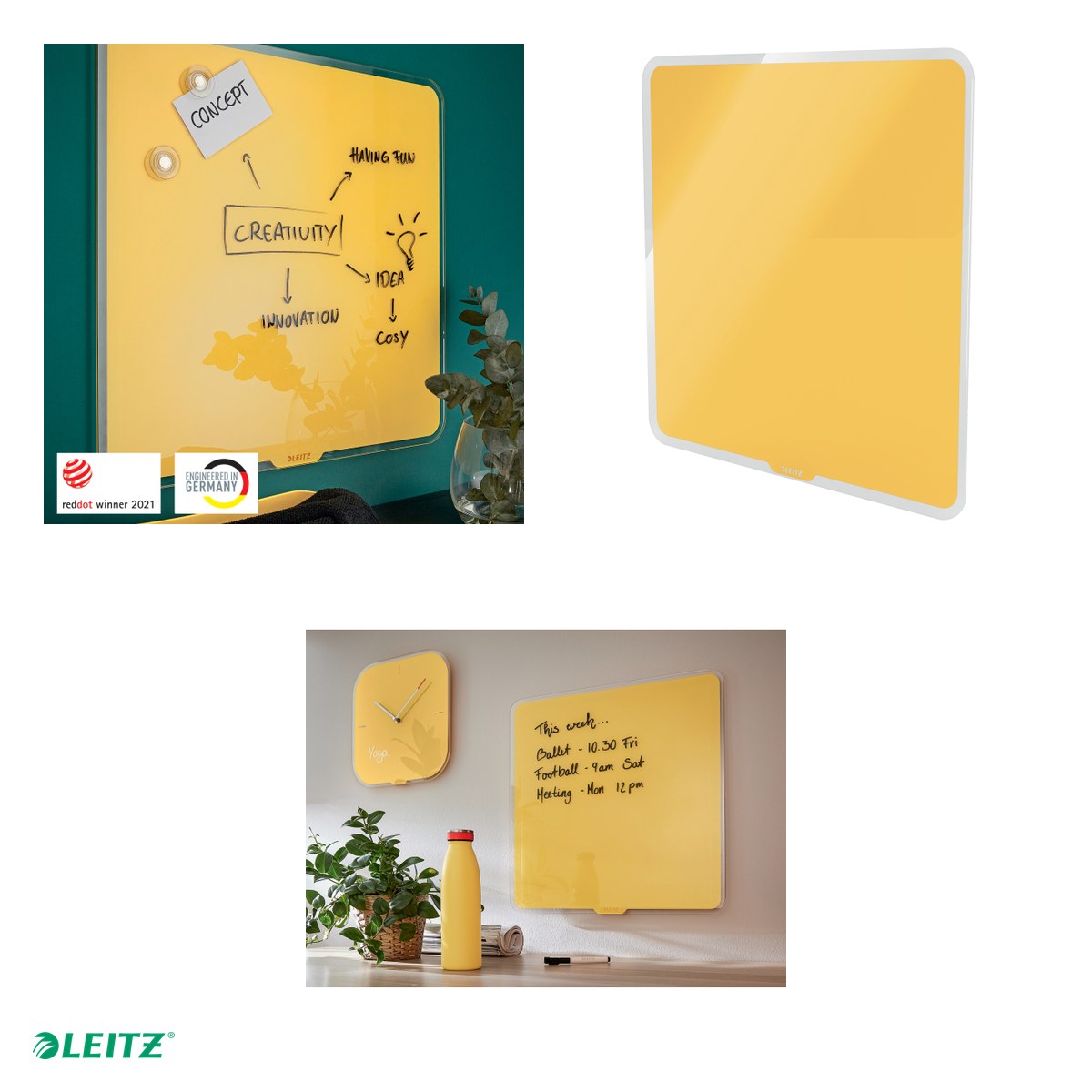 Tabla Leitz Cosy, sticla, magnetica, 45x45 cm, galben Chihlimbar [4]