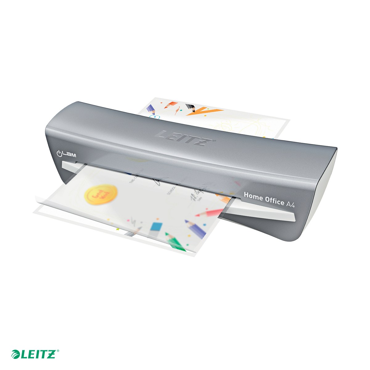Laminatoare hartie - Laminator Leitz iLAM Home Office, A4, kit folii laminare, argintiu