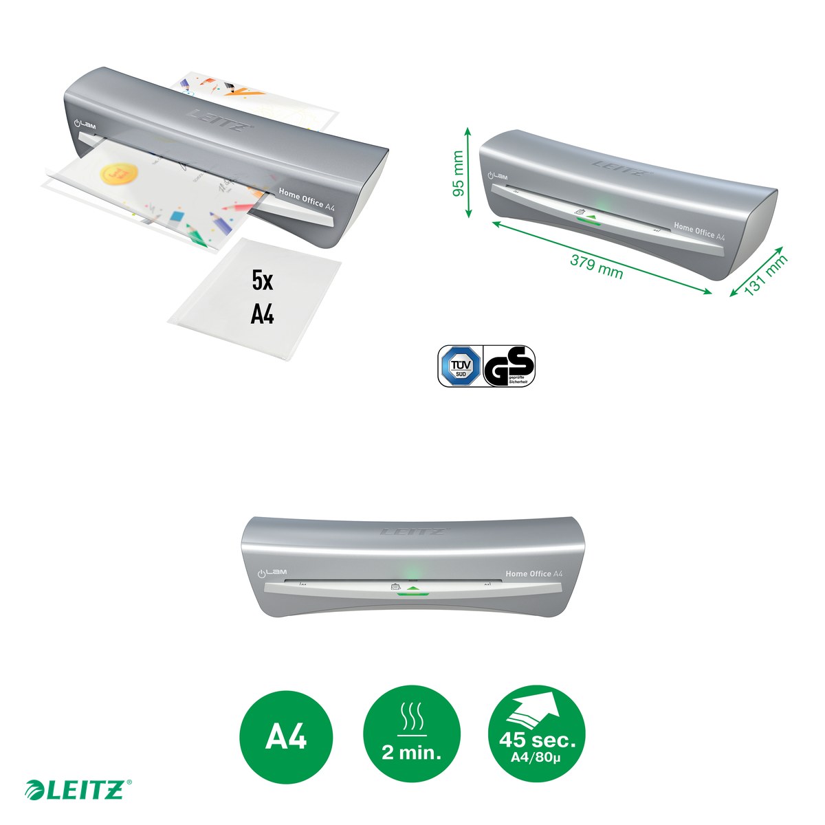 Laminator Leitz iLAM Home Office, A4, kit folii laminare, argintiu [4]