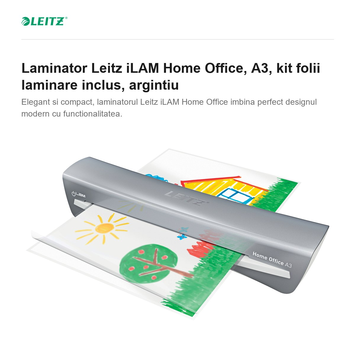 Laminator Leitz iLAM Home Office, A3, kit folii laminare inclus, argintiu [2]