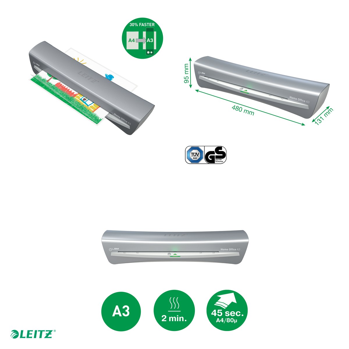 Laminator Leitz iLAM Home Office, A3, kit folii laminare inclus, argintiu [4]