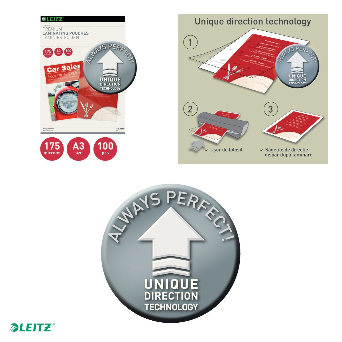 Set 100 folii laminare Leitz UDT, la cald, A3, 175 microni, incolor [4]