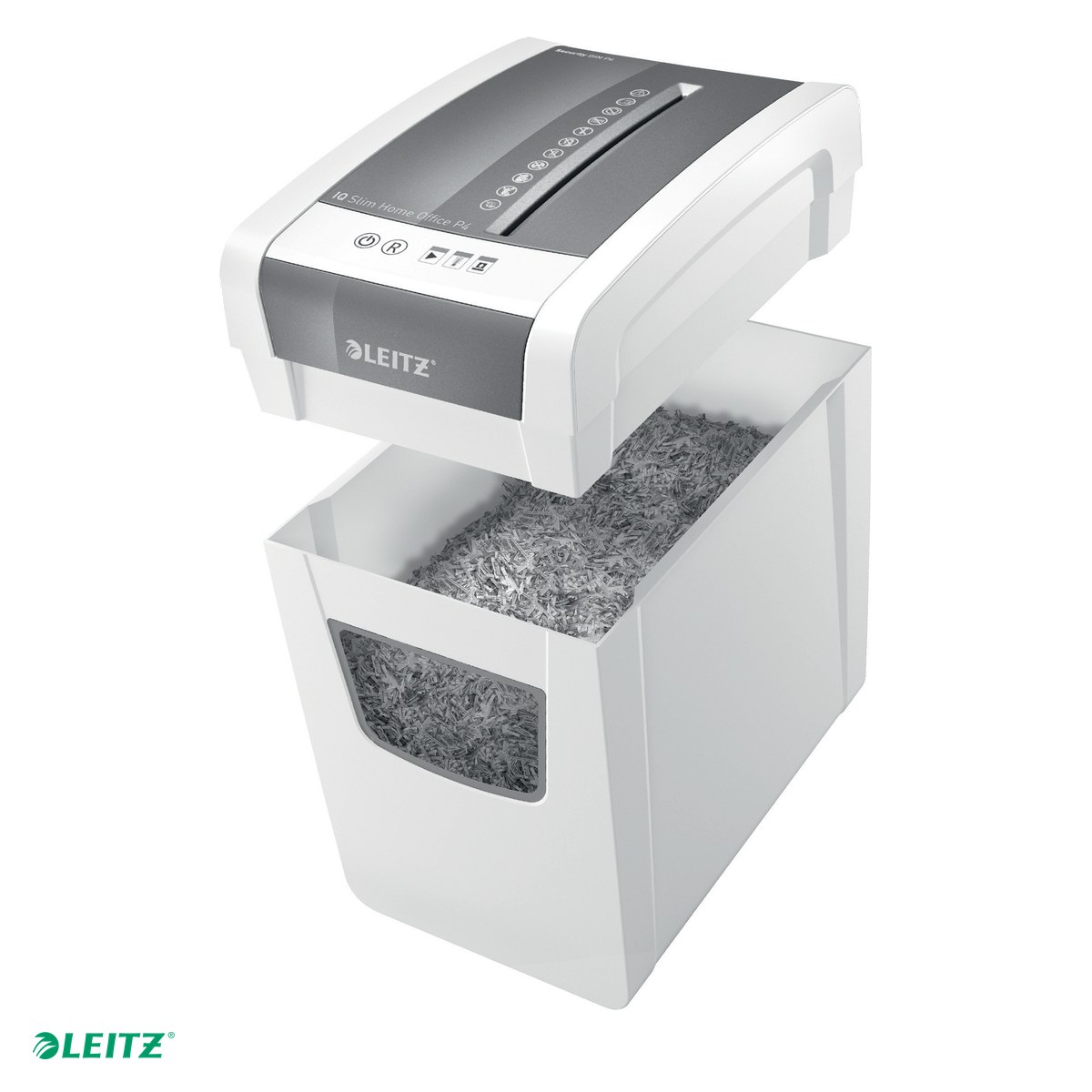 Distrugatoare documente si accesorii - Distrugator documente manual Leitz IQ Home Office Slim, P4, cross-cut (confeti), taiere 10 coli, cos 23l, alb