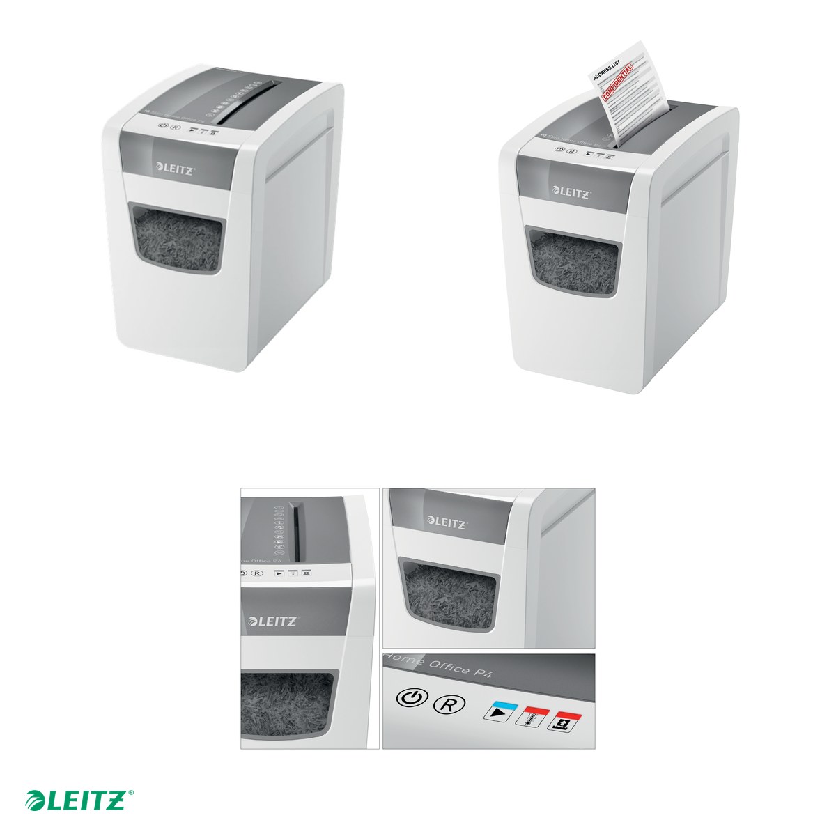 Distrugator documente manual Leitz IQ Home Office Slim, P4, cross-cut (confeti), taiere 10 coli, cos 23l, alb [4]