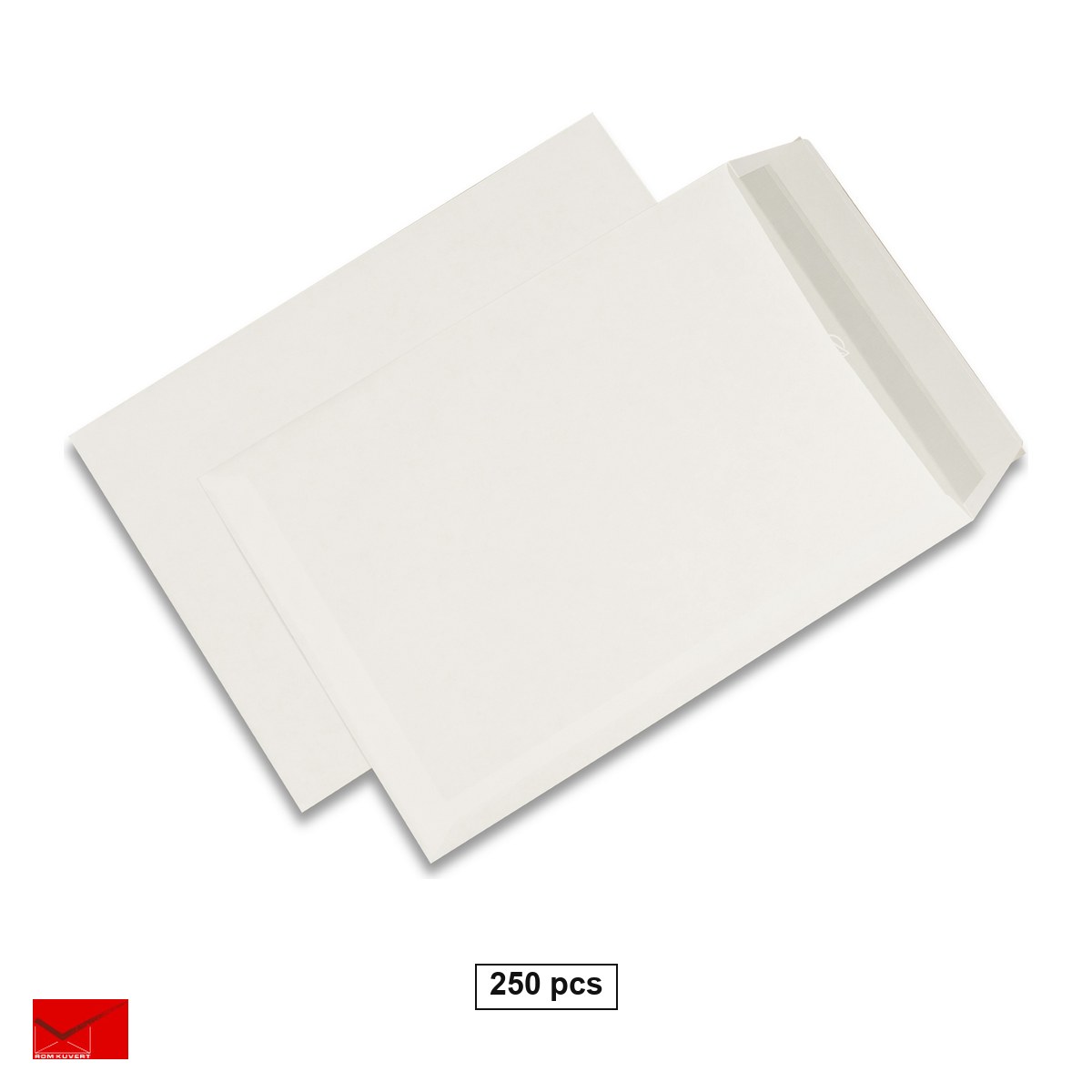 Plicuri - Set 250 plicuri C4 Romkuvert, 229x324 mm, hartie alba 90 g/mp, cu banda siliconata, deschidere pe latura mica, in cutie