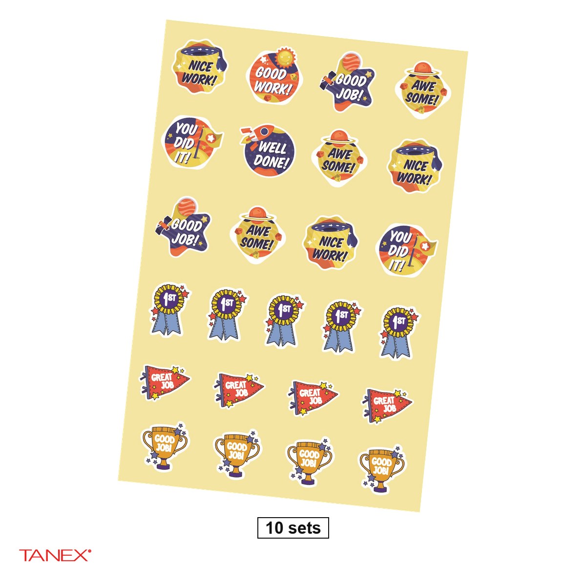 Set 10 pachete cu cate 2 stickere TANEX Recompense Nice Work, MTC-310 [1]