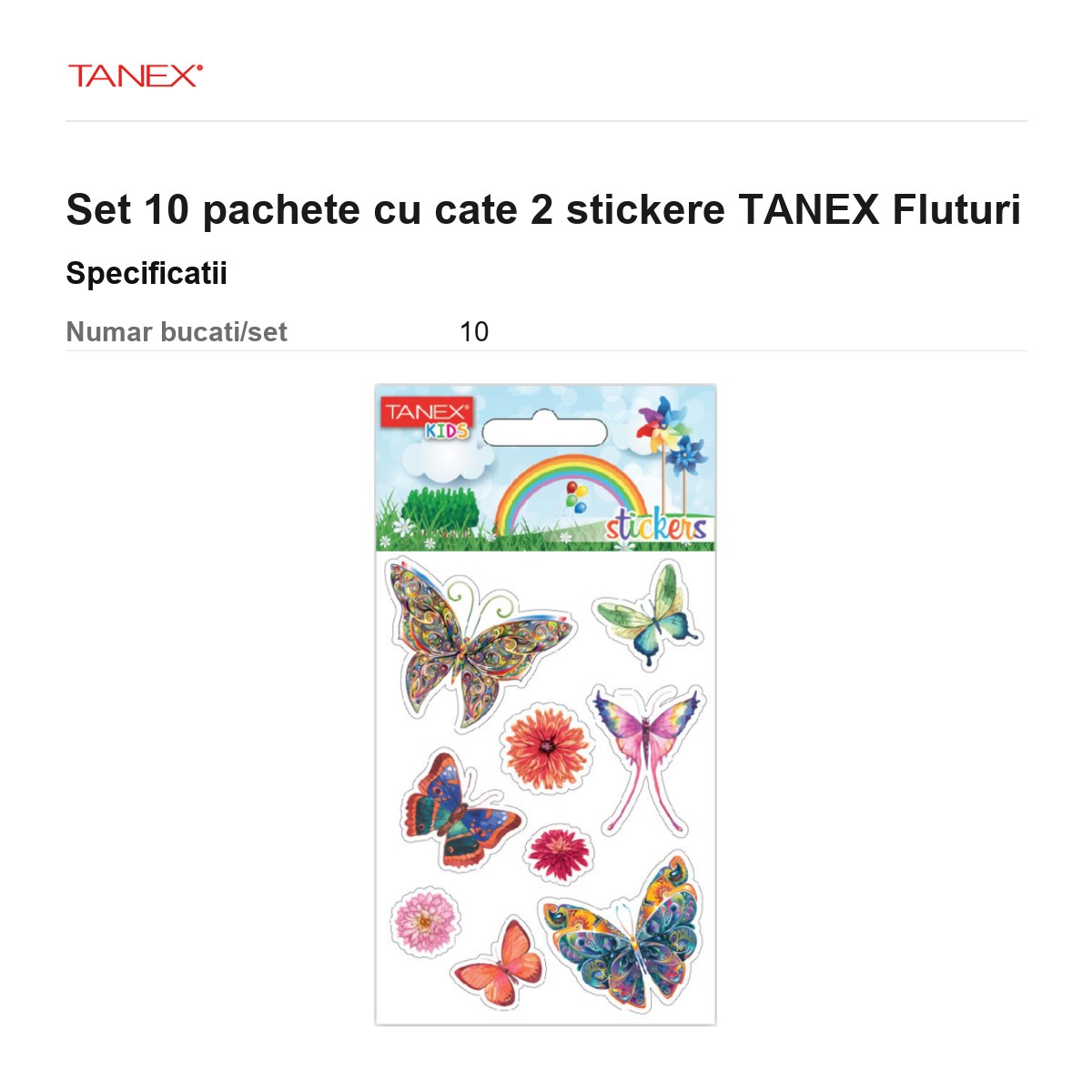 Set 10 pachete cu cate 2 stickere TANEX Fluturi [3]