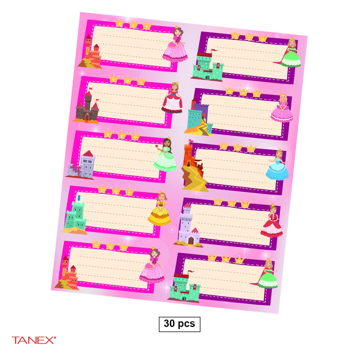 Birotica papetarie - Set 30 etichete scolare autoadezive TANEX Printese, TLS-726