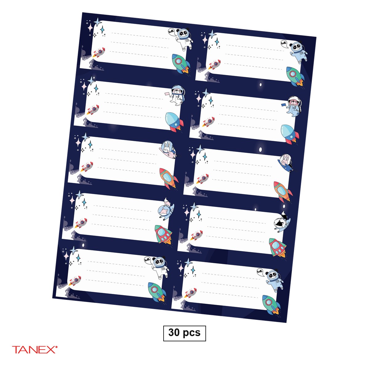 Birotica papetarie - Set 30 etichete scolare autoadezive TANEX Rachete, TLS-748
