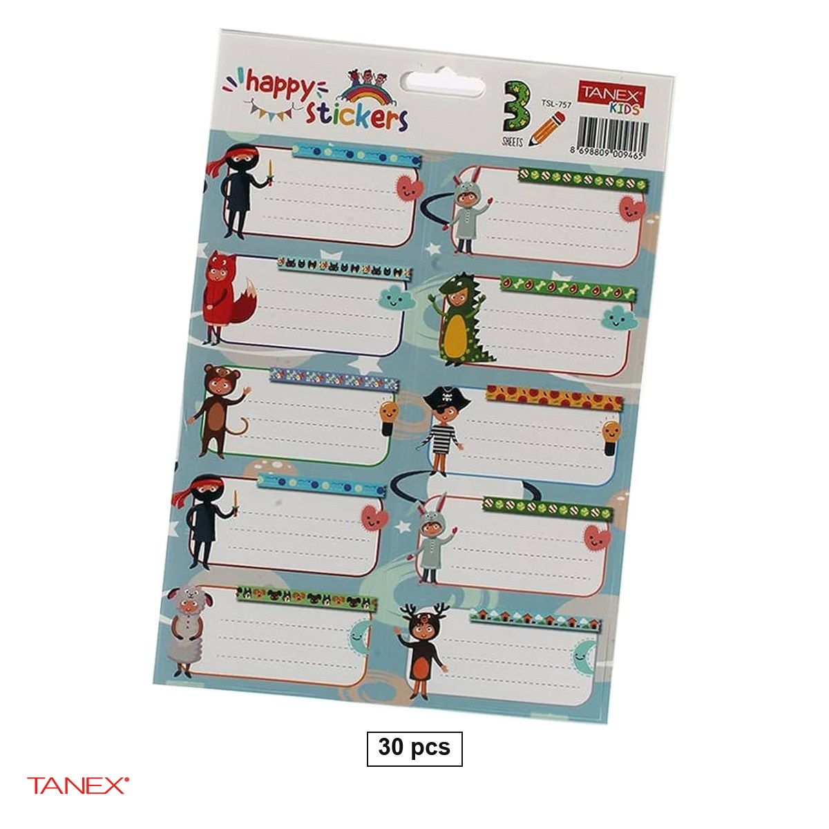 Birotica papetarie - Set 30 etichete scolare autoadezive TANEX, TLS-757