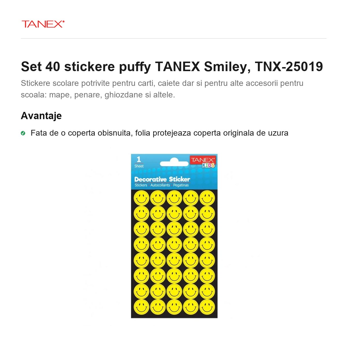 Set 40 stickere puffy TANEX Smiley, TNX-25019 [2]