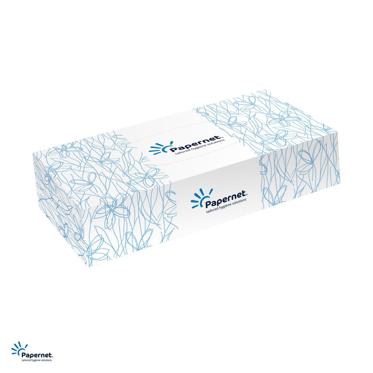 Servetele cosmetice Papernet in cutie cu extractie, 100 bucati, 2 straturi, din celuloza pura, 20x19.9 cm, albe [1]