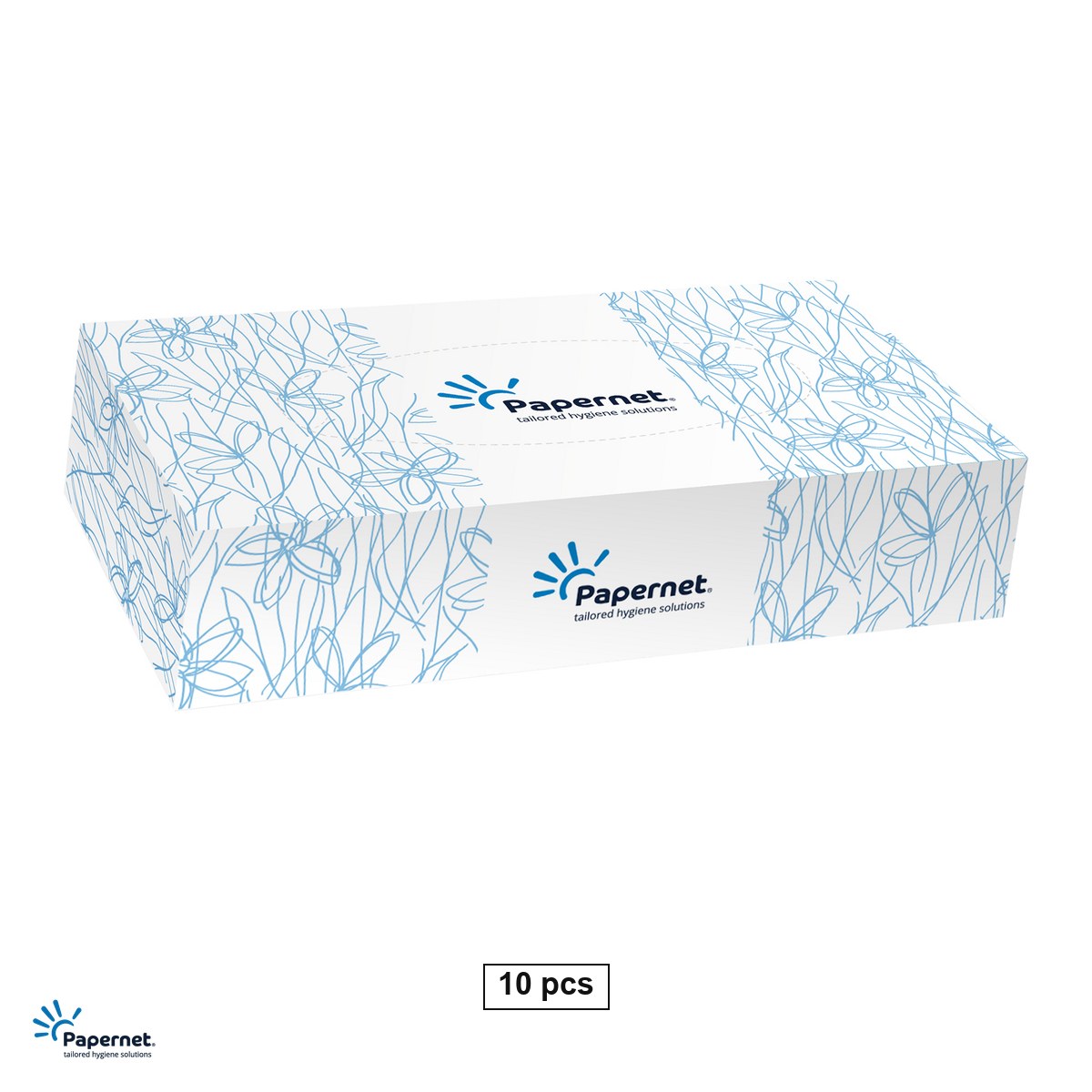 Servetele si prosoape din hartie - Set 10 cutii servetele cosmetice Papernet cu extractie, cate 100 bucati, 2 straturi, din celuloza pura, 20x19.9 cm, albe