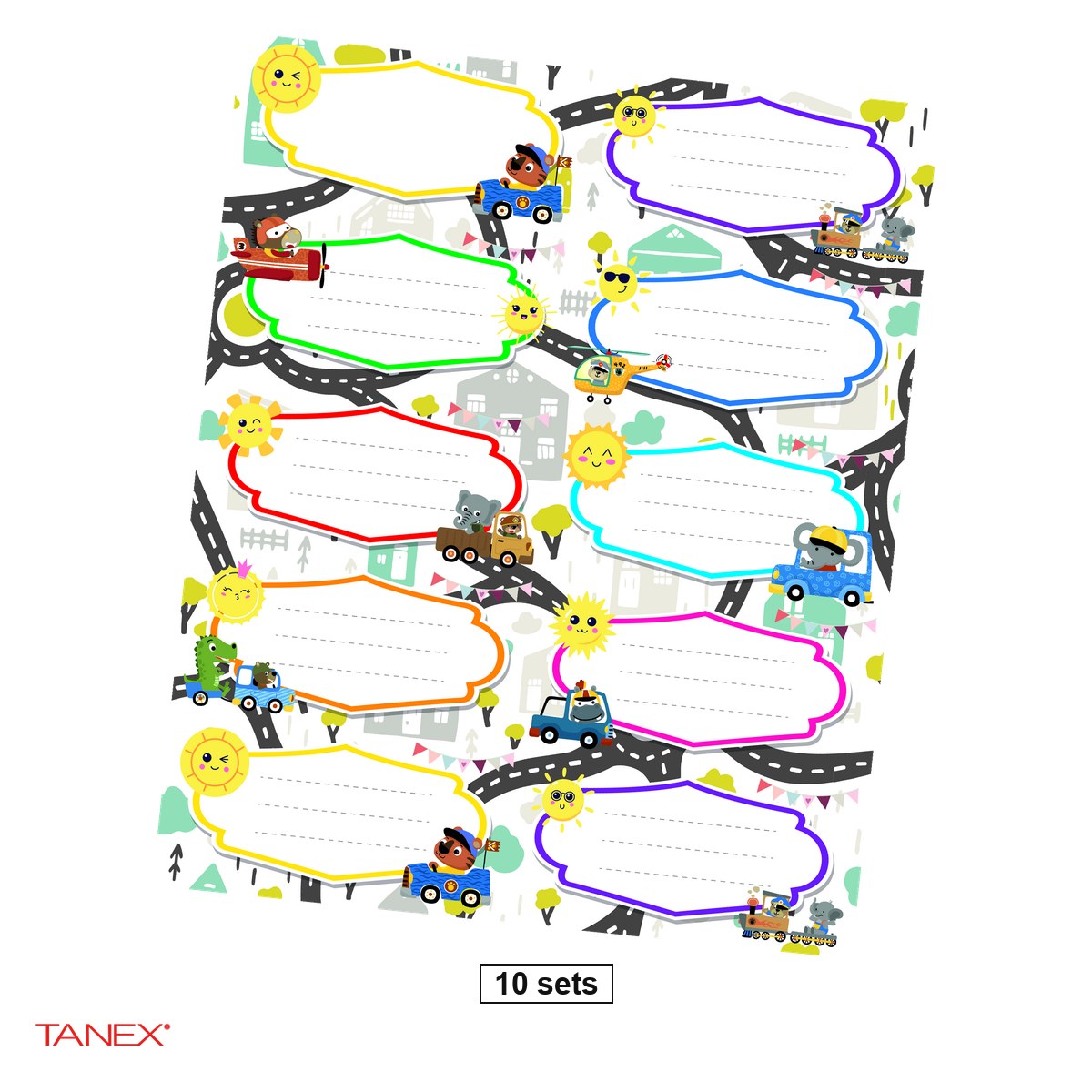 Birotica papetarie - Set 10 pachete cu cate 30 etichete scolare autoadezive TANEX Jucarii, TLS-760