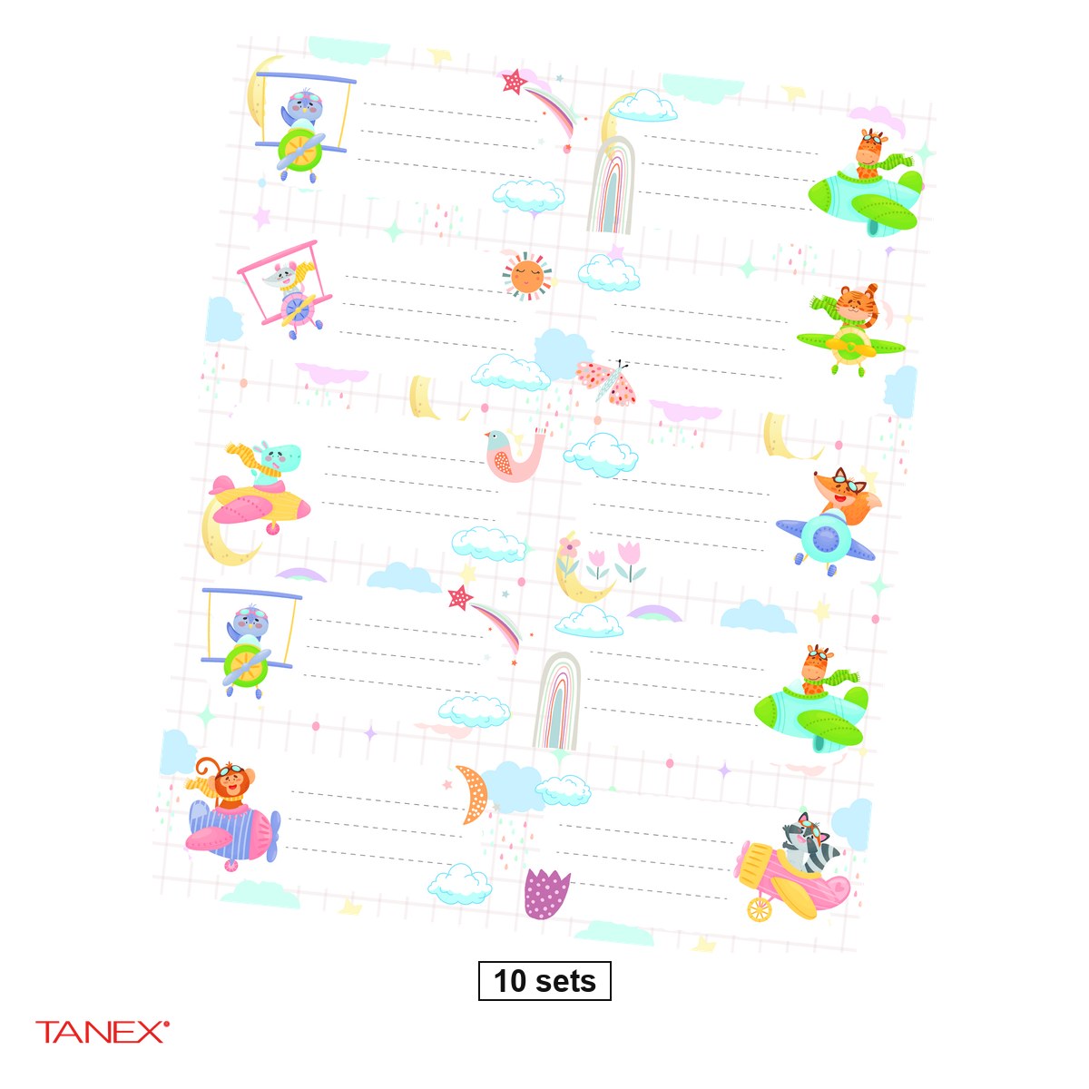 Birotica papetarie - Set 10 pachete cu cate 30 etichete scolare autoadezive TANEX Avioane, TLS-727