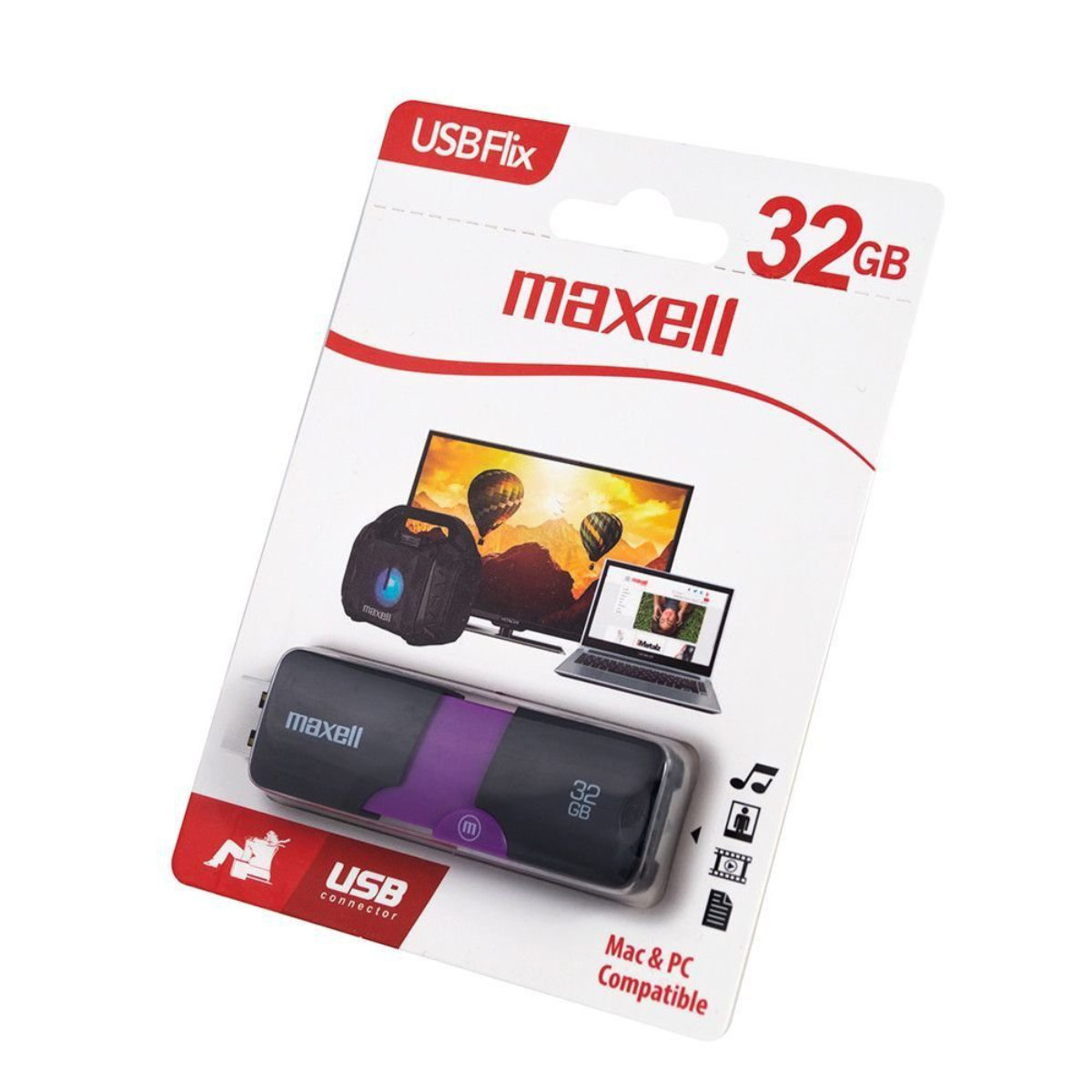 Memorie USB 3.0 32 Gb, Maxell Flix, retractabila, negru cu mov [2]