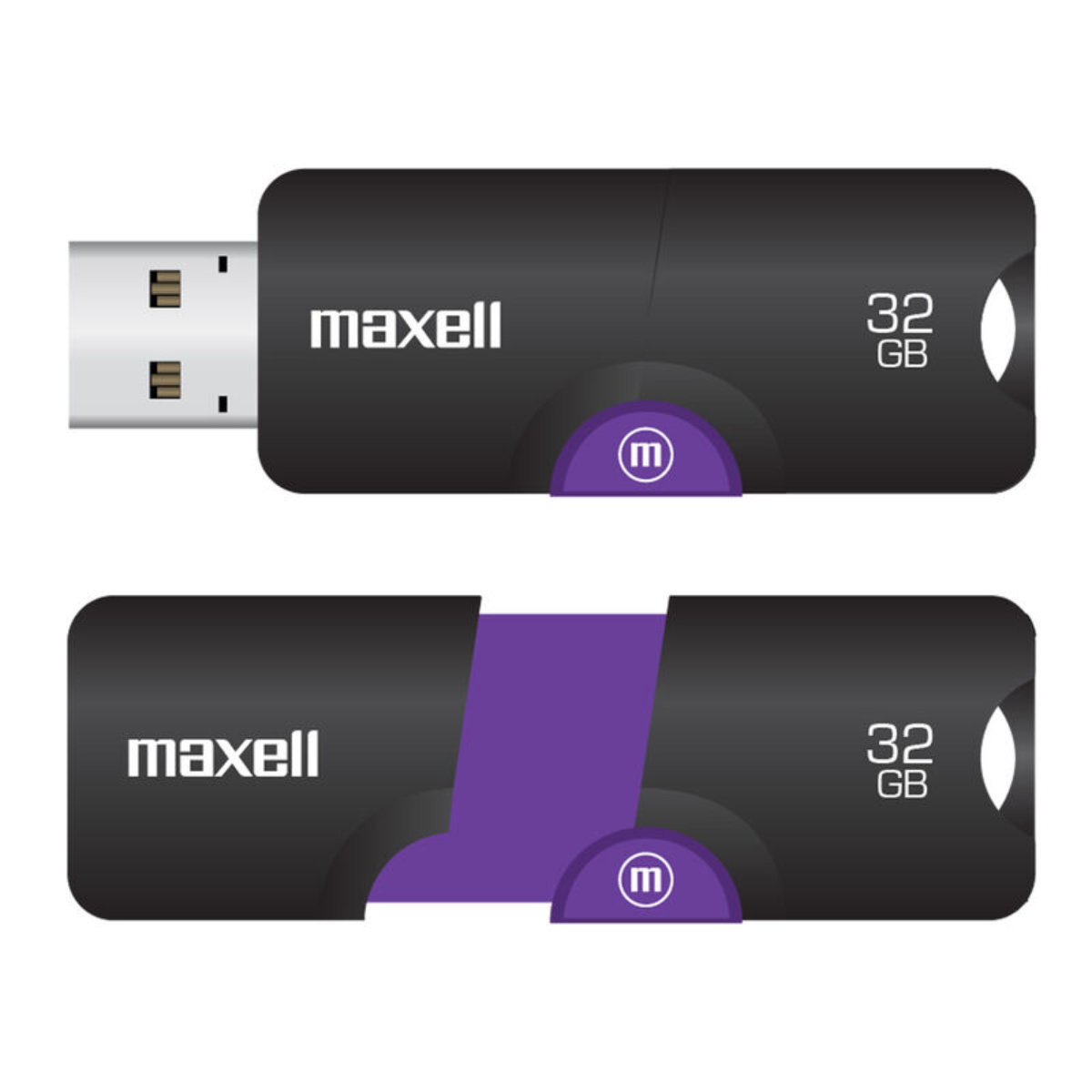 Memorie USB 3.0 32 Gb, Maxell Flix, retractabila, negru cu mov [7]