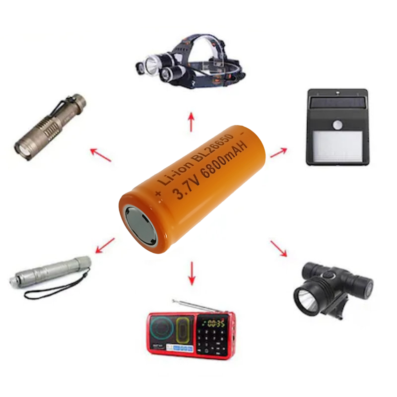 Acumulator Li-Ion 26650, 3.7V, 6800mAh, BL26650, portocaliu [6]