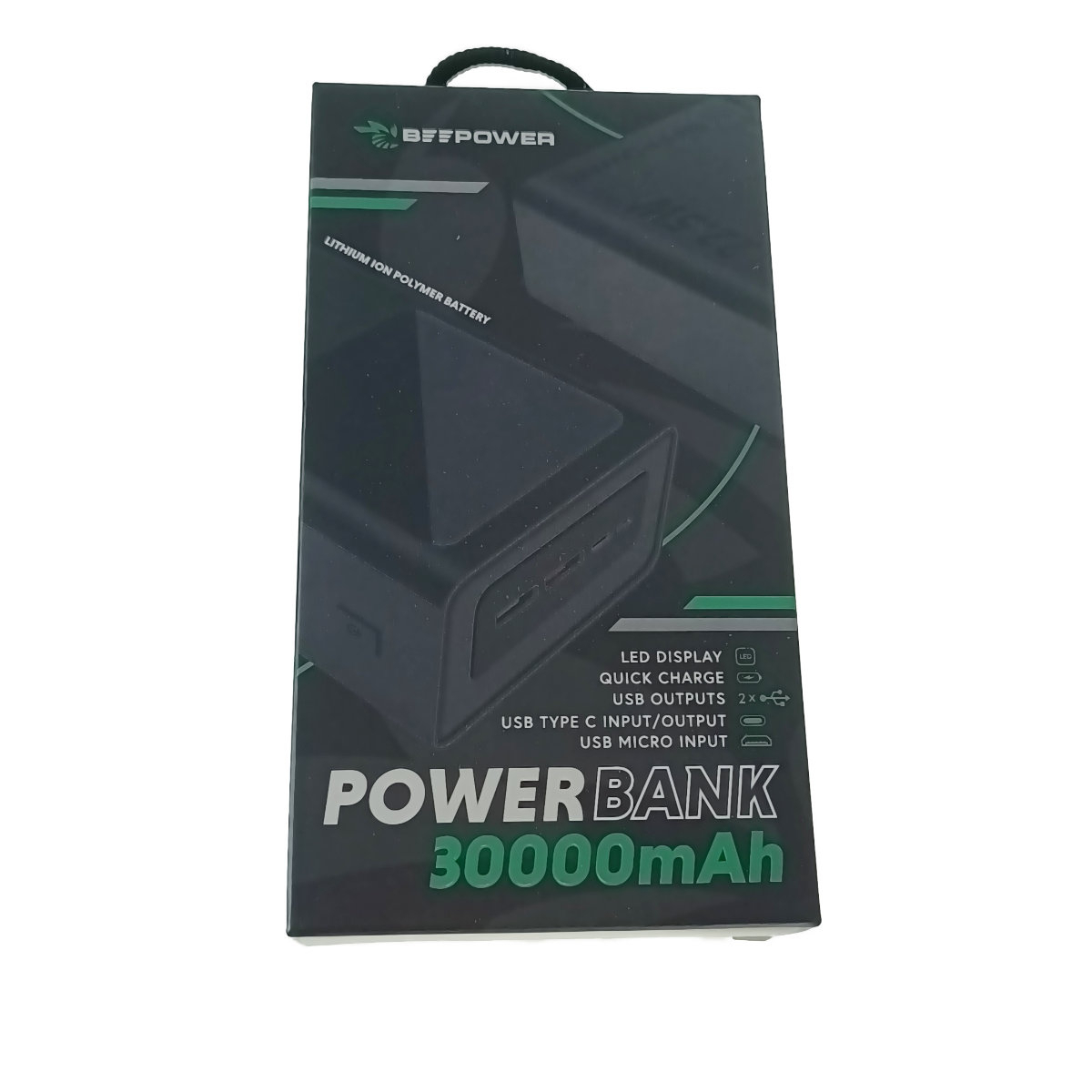 Acumulator portabil PD 22.5W, 30000mAh, tip Power bank BeePower BP-30 50012, QC, USB-A si C, display si lanterna, negru [5]