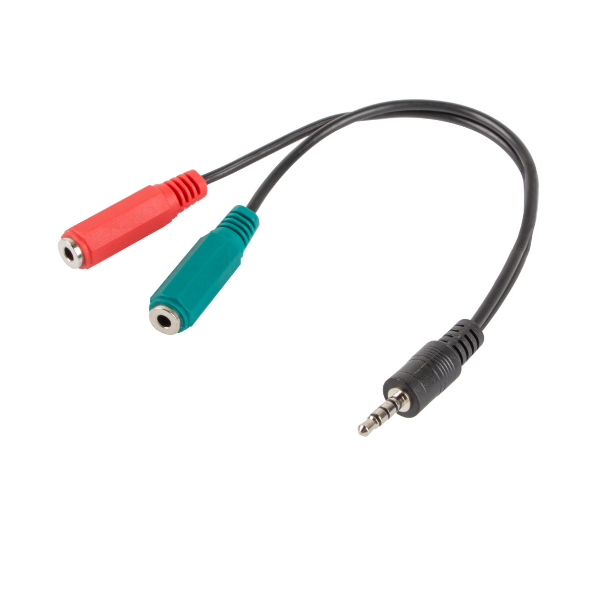 Adaptor audio Jack 3.5 mm tata 4 pini la 2 x Jack 3.5 mm 3 pini mama, Lanberg 40991, cu cablu 20 cm, negru [3]