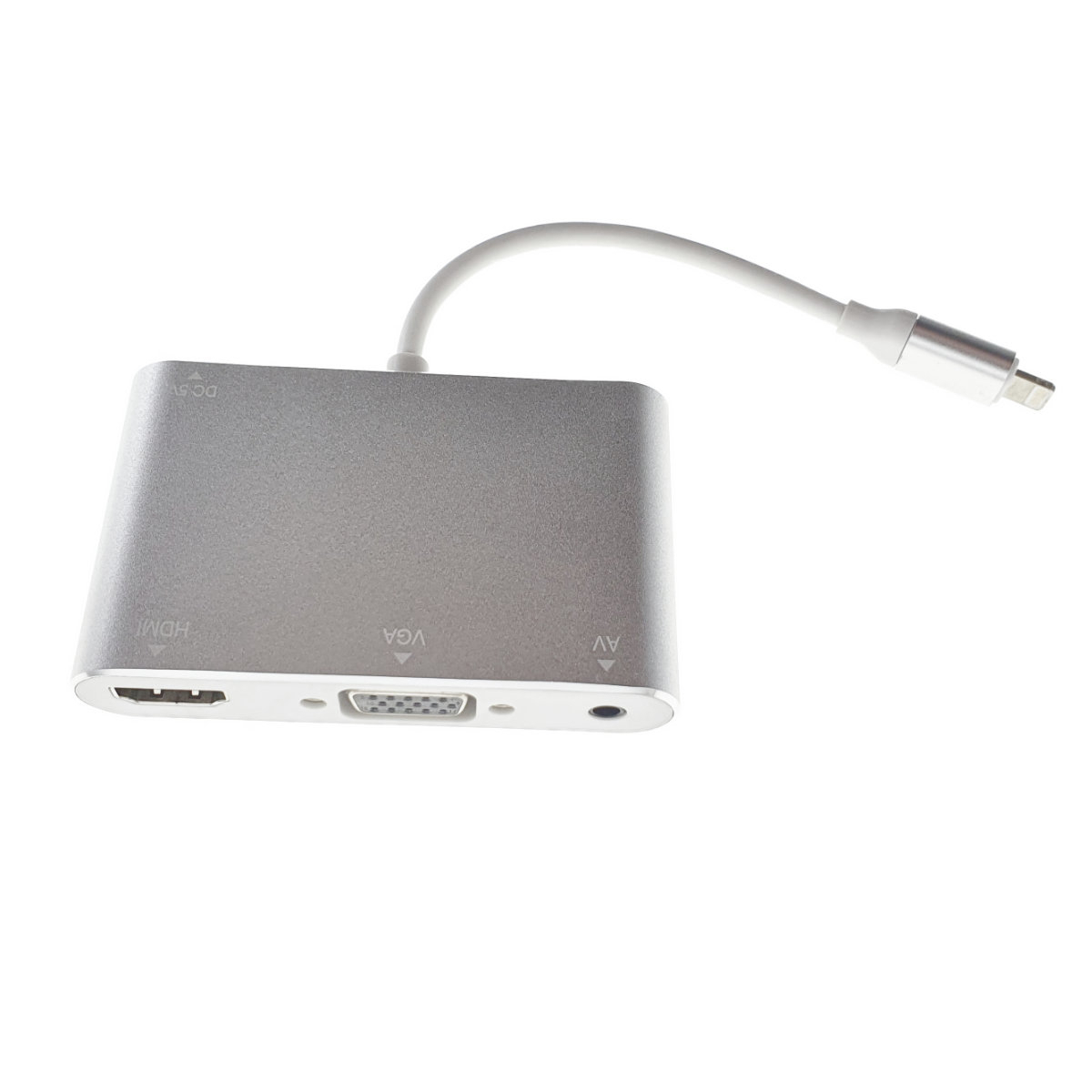 Adaptor AV cu conector 8-pin Lightning tata la port HDMI mama, VGA mama si audio jack 3.5mm, cu alimentare microUSB [9]