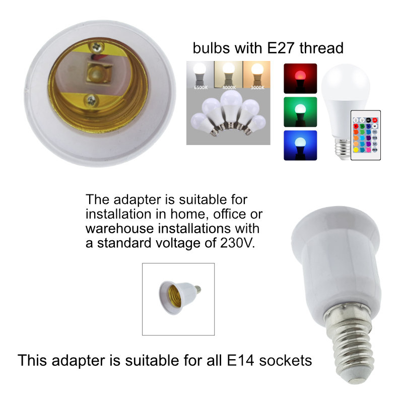 Adaptor bec pentru soclu E14 la E27, FL-95980, alb [6]