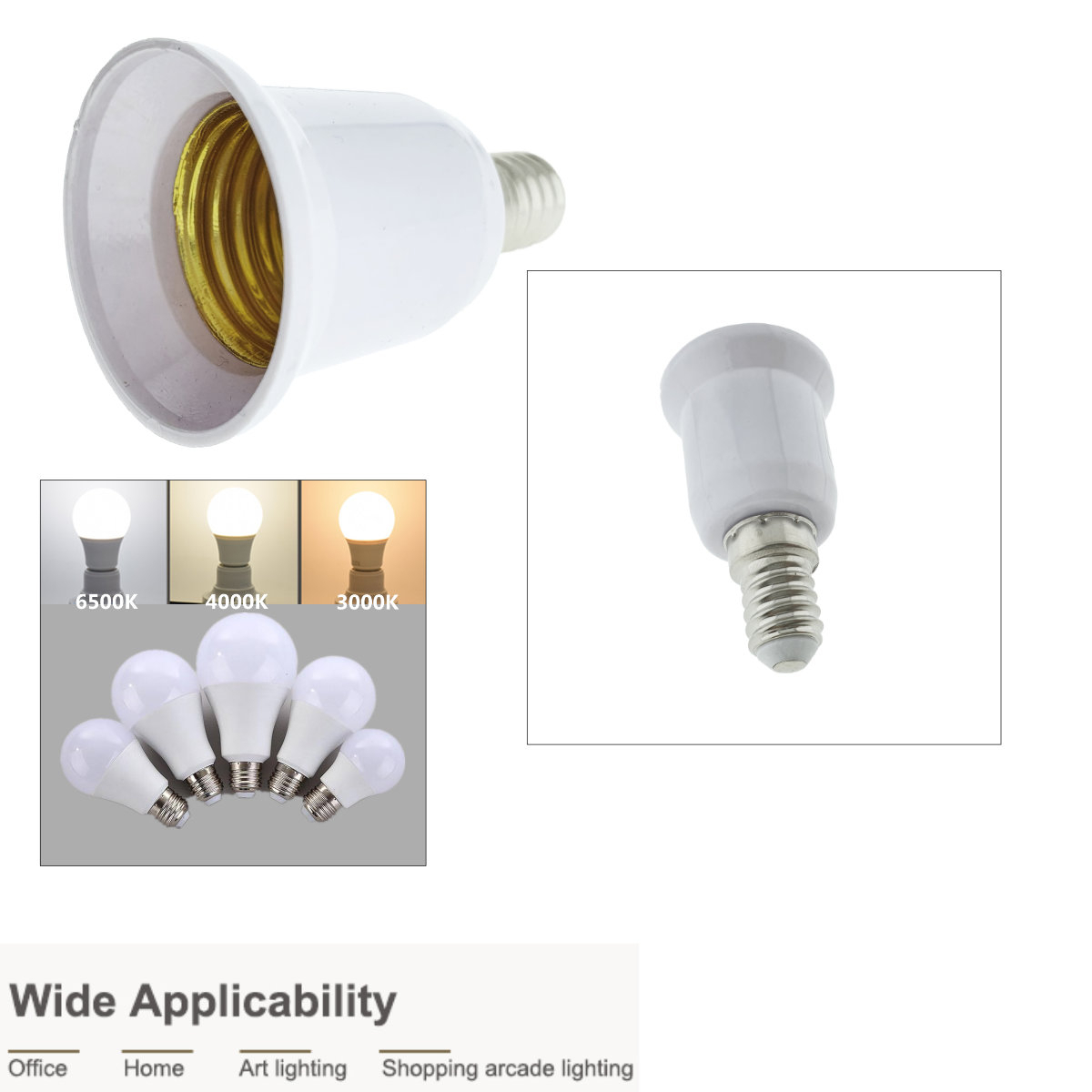 Adaptor bec pentru soclu E14 la E27, FL-95980, alb [3]