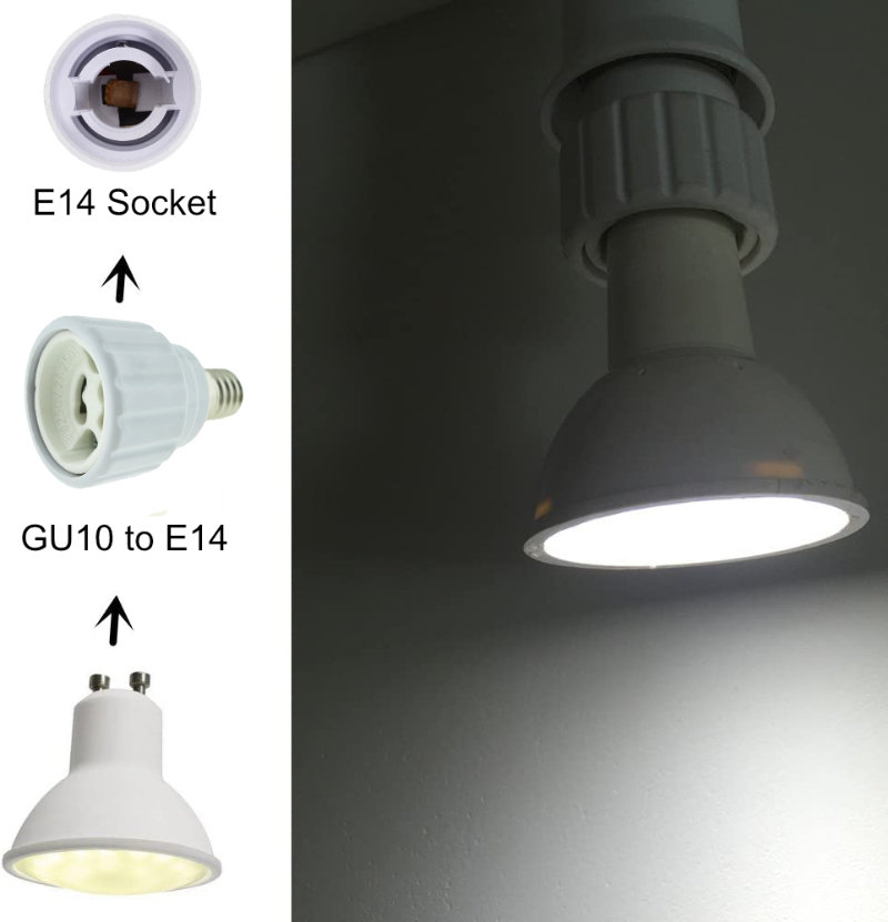 Adaptor bec pentru soclu E14 la GU10, FL-95983, alb [7]