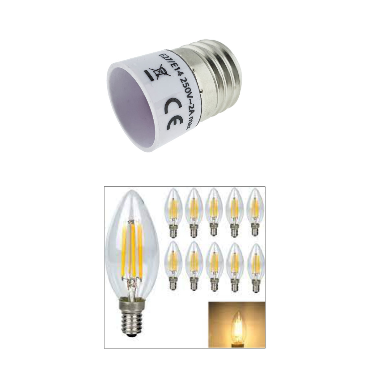 Adaptor bec pentru soclu E27 la E14, FL-95981, alb [3]