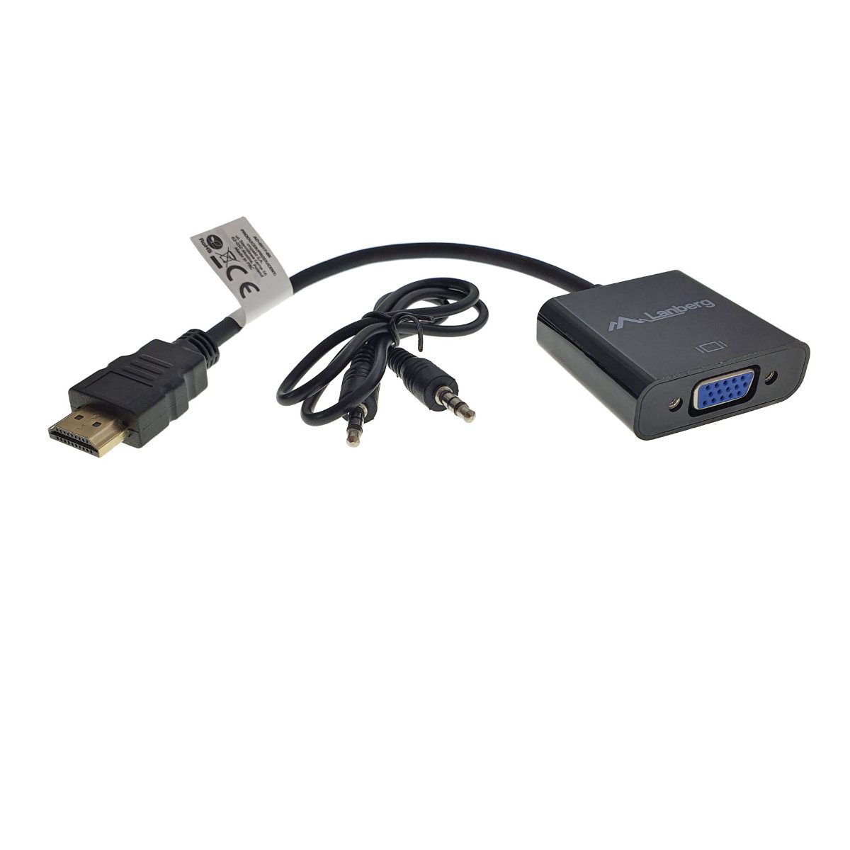 Adaptor cu cablu 20 cm, Lanberg 40880, HDMI tata la VGA mama cu cablu audio jack 3.5 mm [5]